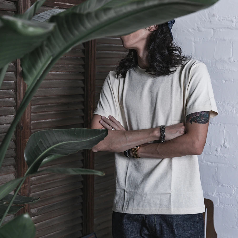 Non Stock 260g Seamless Tubular T-Shirts USA Cotton Crew Neck Short Sleeve Tee