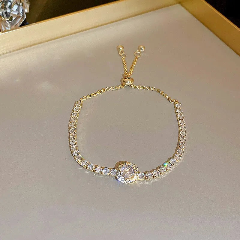 Wave Geometry Adjustable Bracelet Bangle Luxury Fashion Rhinestone Crystal Bracelets Women'S Wedding Wristband Jewelry