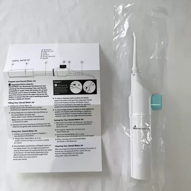 Portable High Pressure Oral Irrigator Household Dental Floss Manual Water Toothpick for Teeth Cleaning