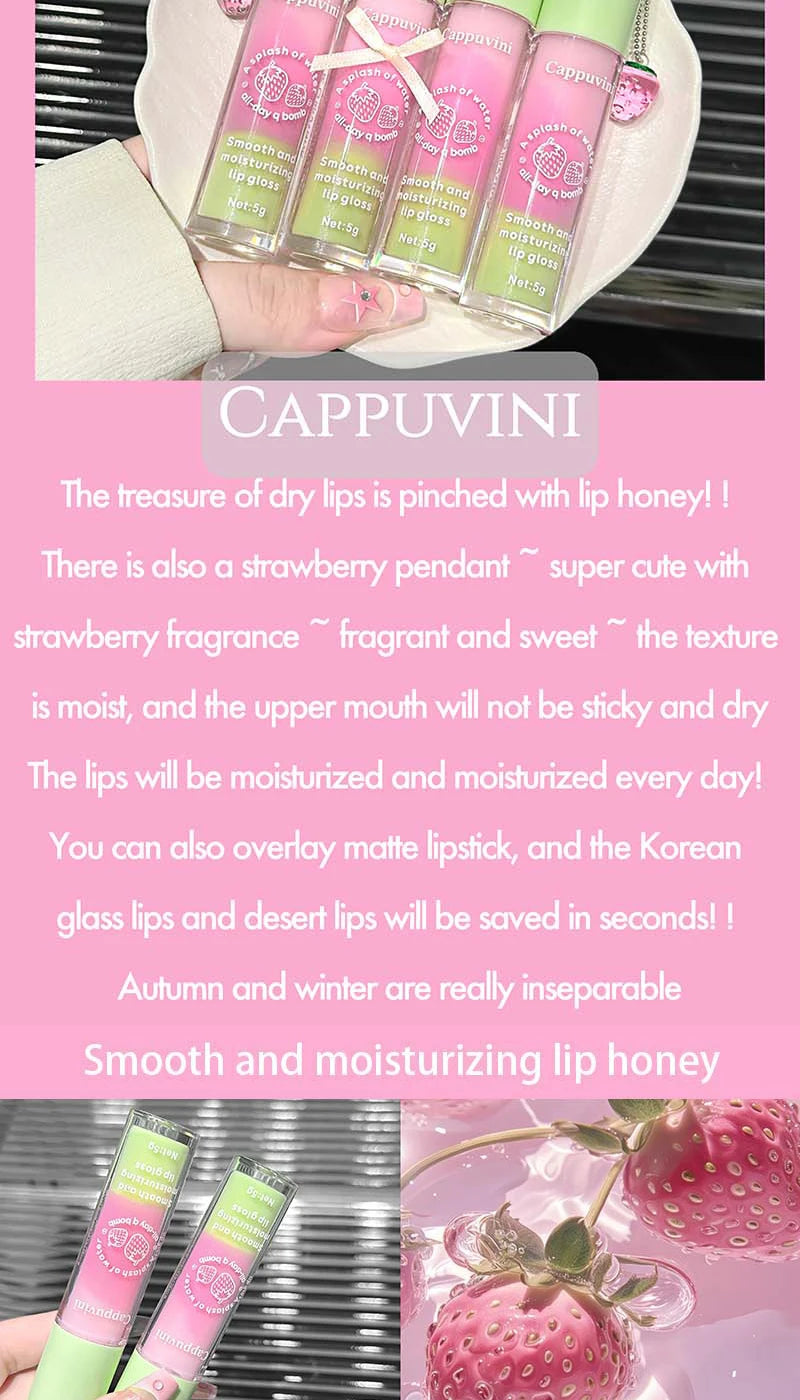 Cappuvini Lip Balm Water Light Moisturizing Hydrating Anti-Wrinkle Lip Care Korean Style Plump Lips Low Price Mirror Type Unisex Winter Essential