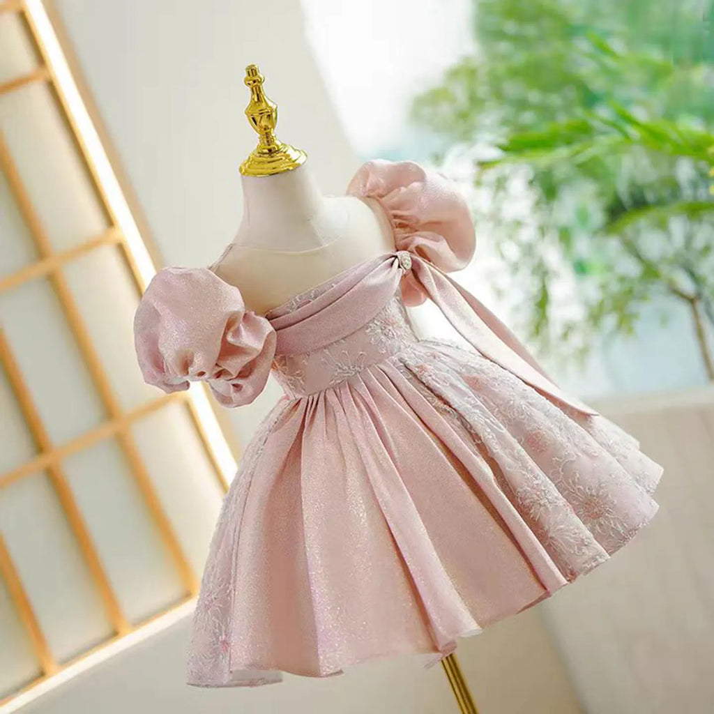 Dreamy Vow J774 Charming Blue Girl Dress With Short Sleeves  for Kids 1st Toddler Birthday Evening Party Knee Length Ball Gown