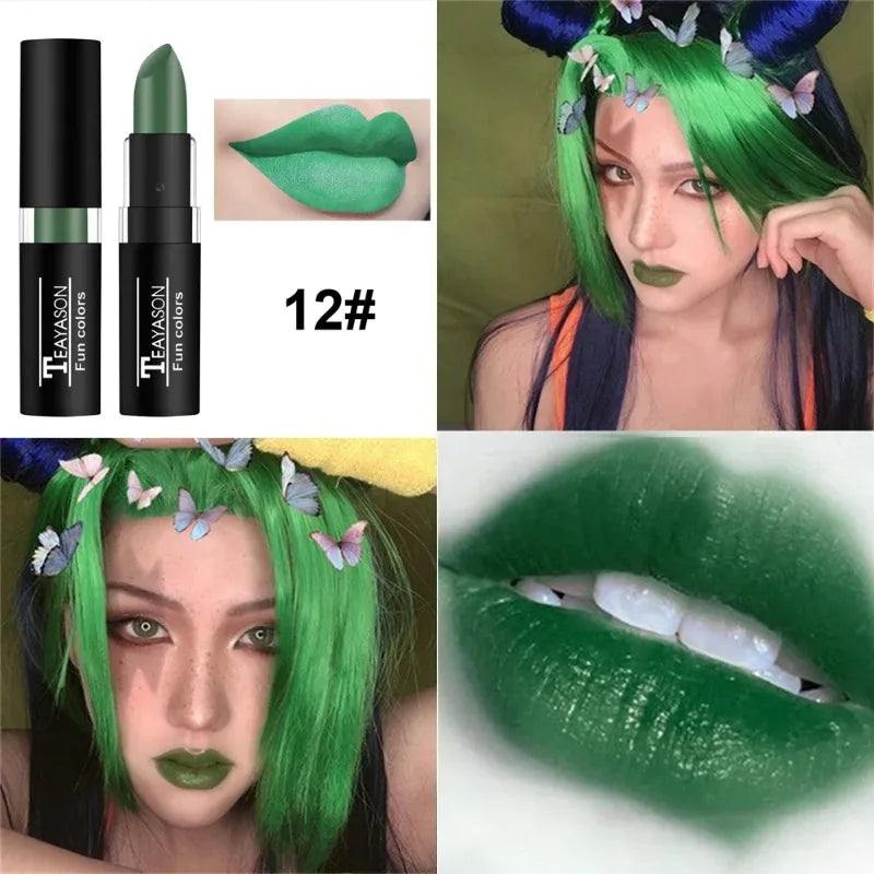 12 Colors Nude Lipstick Matte Velvety Vampire Makeup Punk Black Lip Gloss Smooth Waterproof Lasting Durable Dark Paint Cosmetics