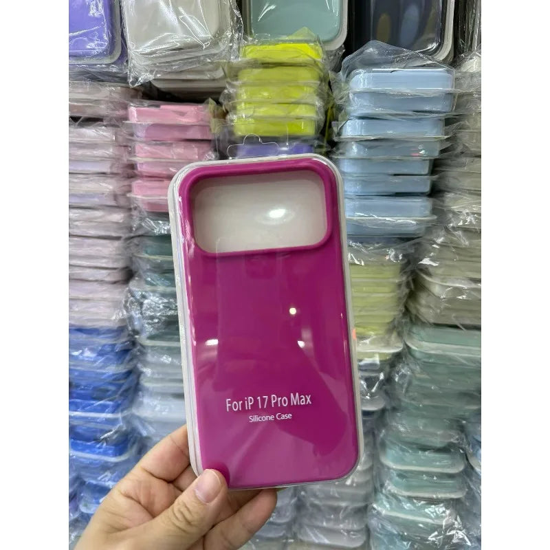 Official Liquid Silicone Skin Feel Case For IPhone 18 Pro Max 17 Pro Air Macaron Solid Candy Colour Color with Packet Box Cover