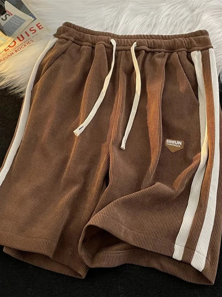 Mens Y2K Shorts Loose Straight Fit Retro American Gym Wear Striped Contrasting Color For Men