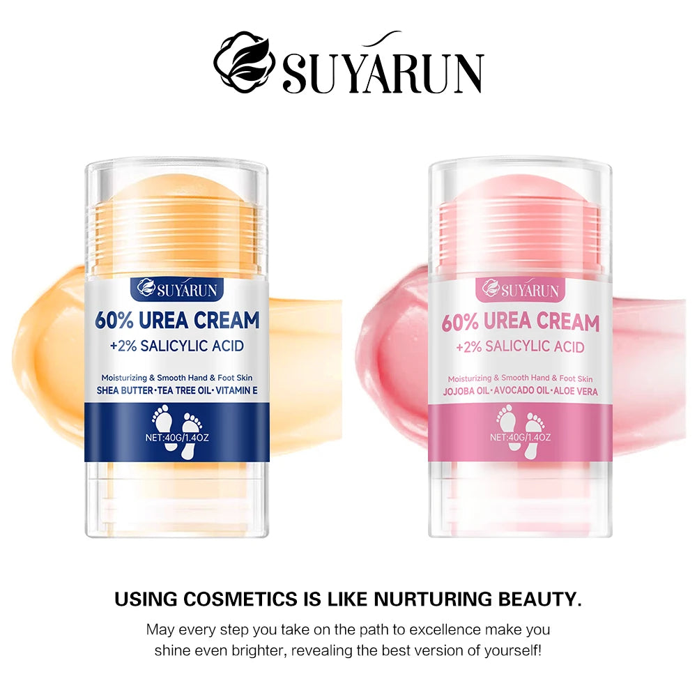 SUYARUN 60% Urea Foot Cream Stick - Moisturizing & Exfoliating, Cracked Heel Repair, Deep Hydration for Dry Feet, Long Protectio