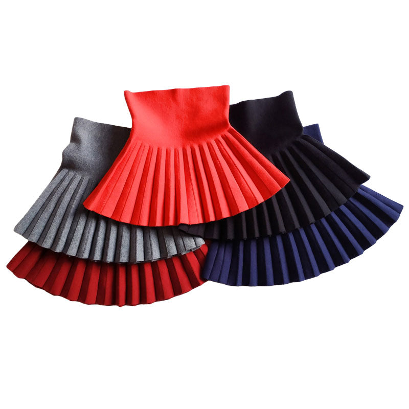 2-12Year Toddler Baby Girls Knit Skirt Autumn Winter Princess Pleated Children School High Waist Mini Tutu Skirts Kids Clothing