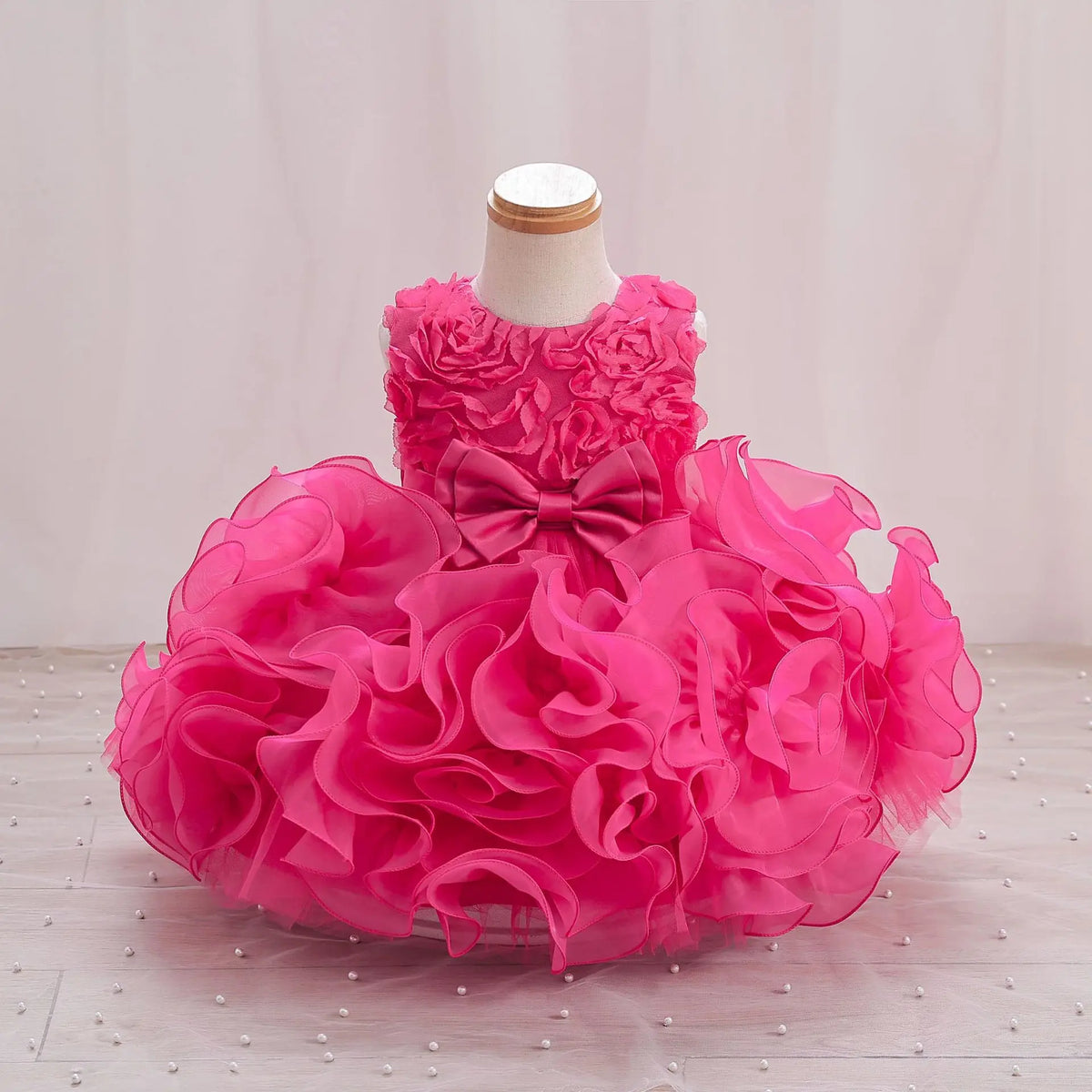 HETISO Girl Flower Dress Tutu Mesh Children's Wedding Ball Gowns Baby Suitable Sleeveless Party Wear