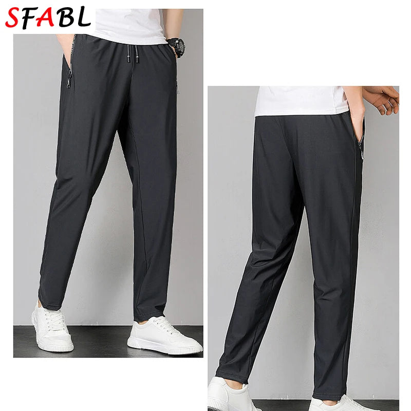 Breathable Men's Pants Sweatpants Quick Dry Pants Men Spring Summer Sports Trousers Elastic Waist Joggers Running Tracksuit XXXL
