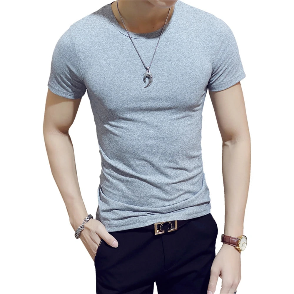 Mens Slim Fit T Shirt Short Sleeve 7 Color Streetwear Gym Tee For Men Breathable Moisture Wicking