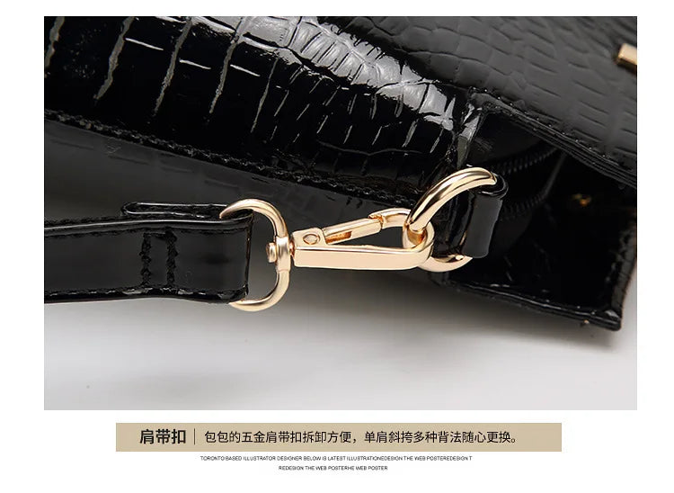 2025 New Patent Leather Women's Bag Striped Handbag Women's Crossbody Shoulder Bag Shell Bag Large Capacity Outdoor Travel