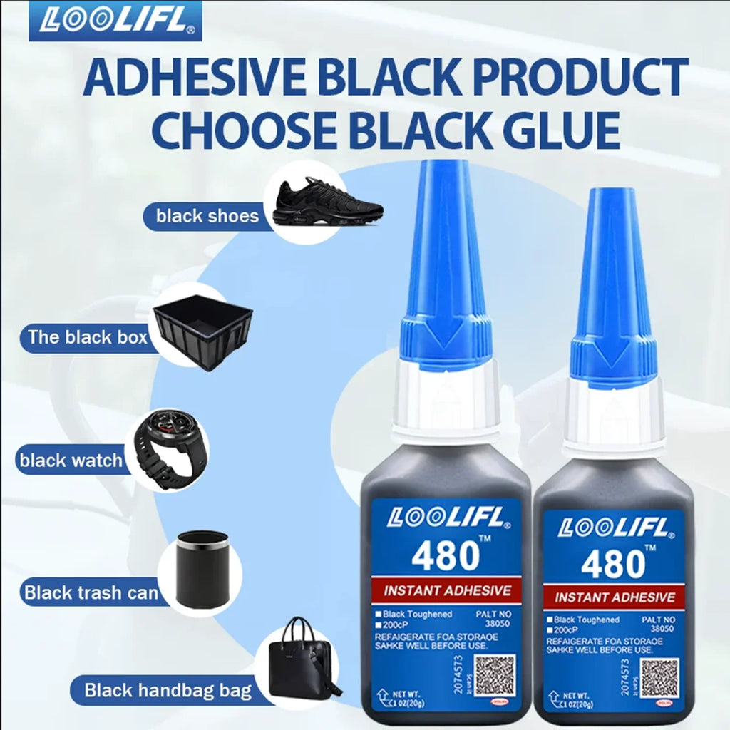 480 pegamento negro súper adhesivo instantáneo de secado rápido cianoacrilato para plástico madera metal neumáticos reparación de zapatos de goma herramienta líquida