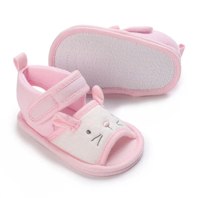 Baby Girls First Walker Sandals - Butterfly Knot Soft Cotton Sole