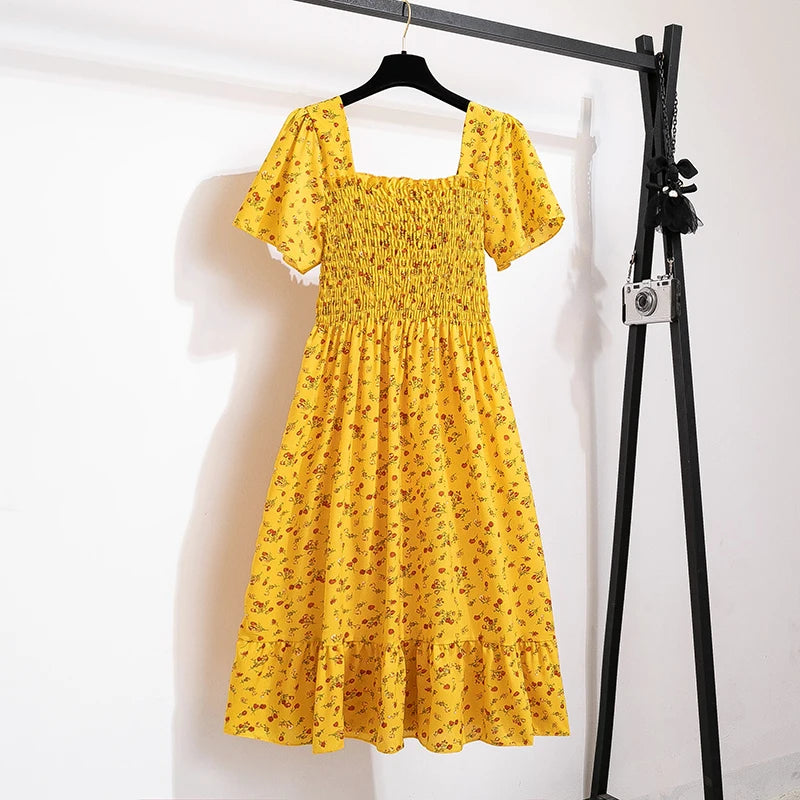 Floral Chiffon Midi Dress
