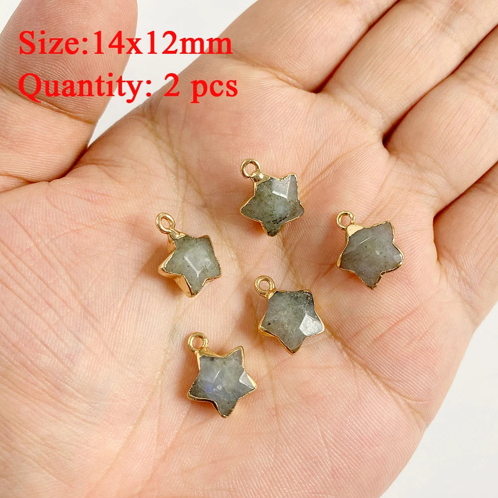 2PCS Natural Labradorite Stone Pendant - Irregular Jewelry Charm