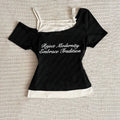 Y2k Clothes Harajuku Streetwear Letter printing Sexy T-Shirts Graphic 2000s Hanging neck short sleeved T-shirt Aesthetic