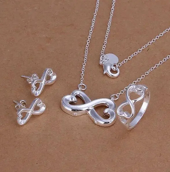 Charms 925 Sterling Silver Wedding Jewelry Set For Women Pendant Necklace And Earrings Top Quality