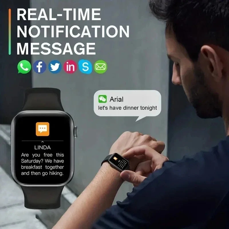 Nuevo Smartwatch 2025 para hombres, teléfono Android iOS, pantalla de 1.73", llamadas Bluetooth, monitoreo de oxígeno en sangre y presión, Smart Watch para mujeres