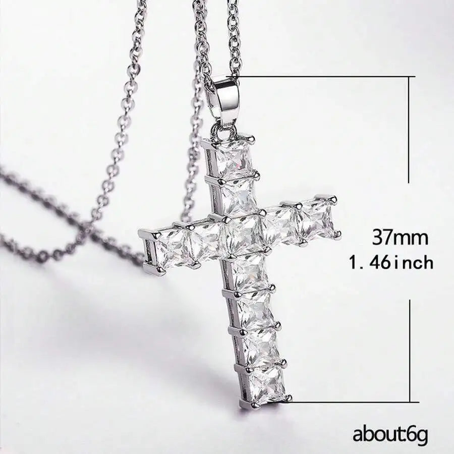 New Fashion Necklaces Female Pendants Gold Multi Color Crystal Jesus Cross Pendant For Women'S Necklace Leisure Time Jewelry