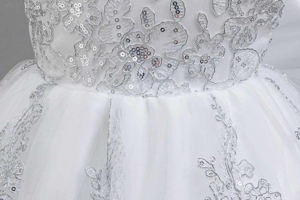 HETISO Children's Dress Princess Embroidery Lace Flower Girls Holiday Party Ball Gown Little Kids Summer Costume 1-6Y
