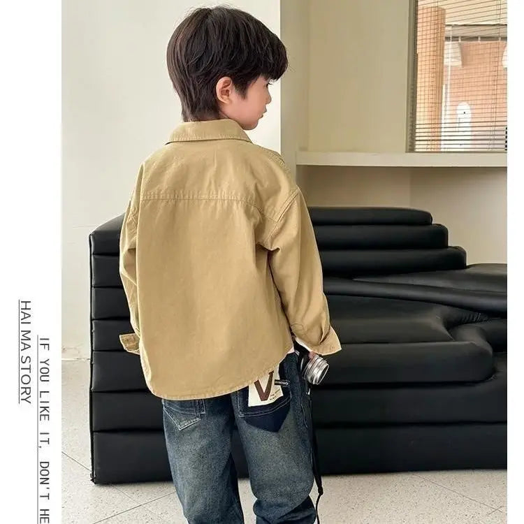 2025 New Spring autumn Baby Girls boys Cotton soild T shirts coat Cute Children kids Clothes