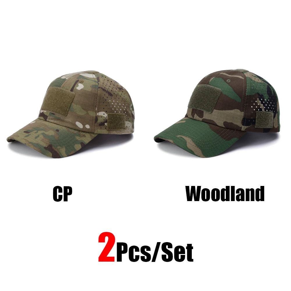 1/2Pcs New Men Camouflage Baseball Cap Breathable Sunscreen Hat Outdoor Sports Hunting Hiking Camping Beach Fishing Sun Hat