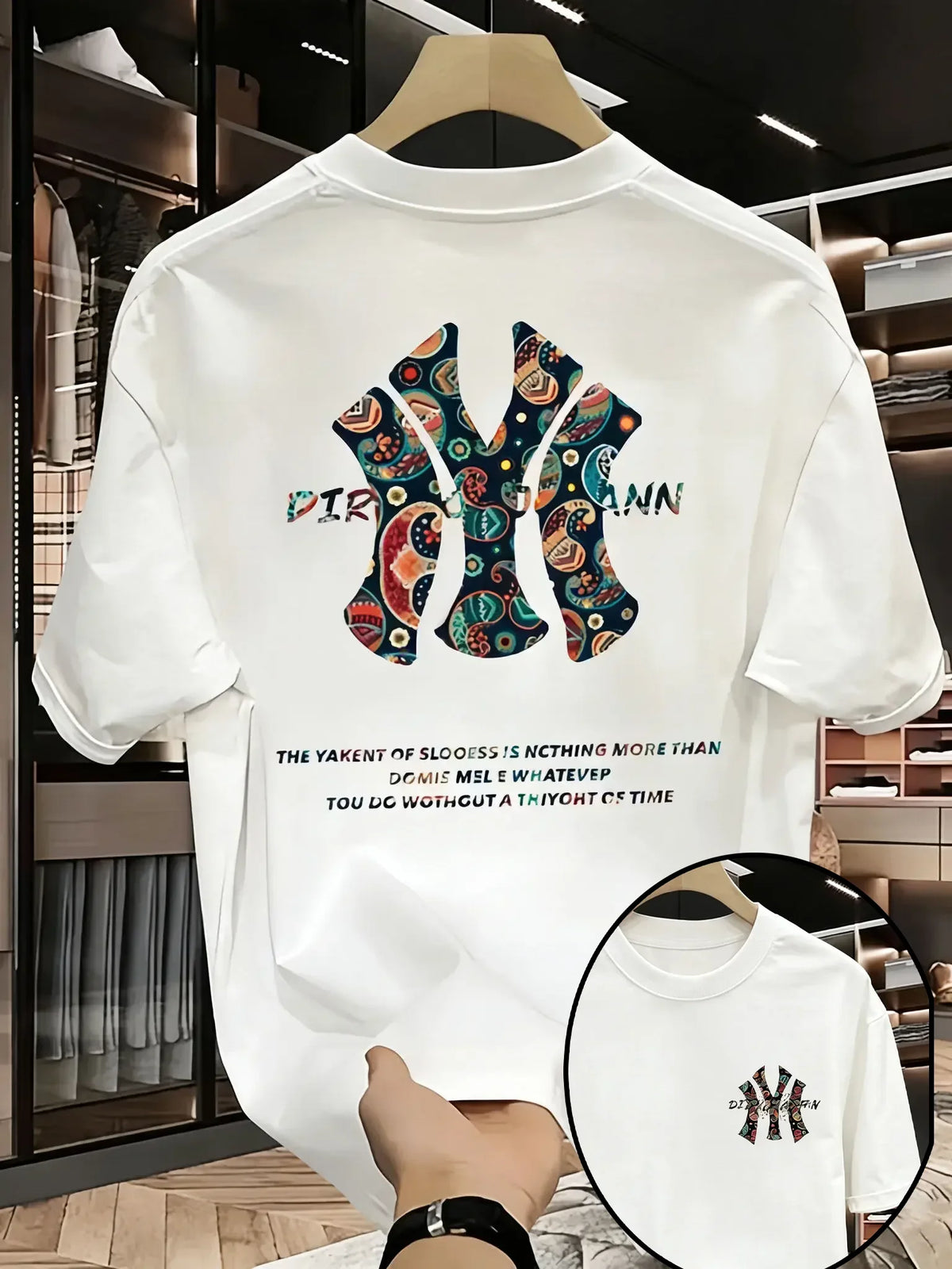 Men's Street Printed T-Shirt - Loose Fit Cotton Short-Sleeve Tee