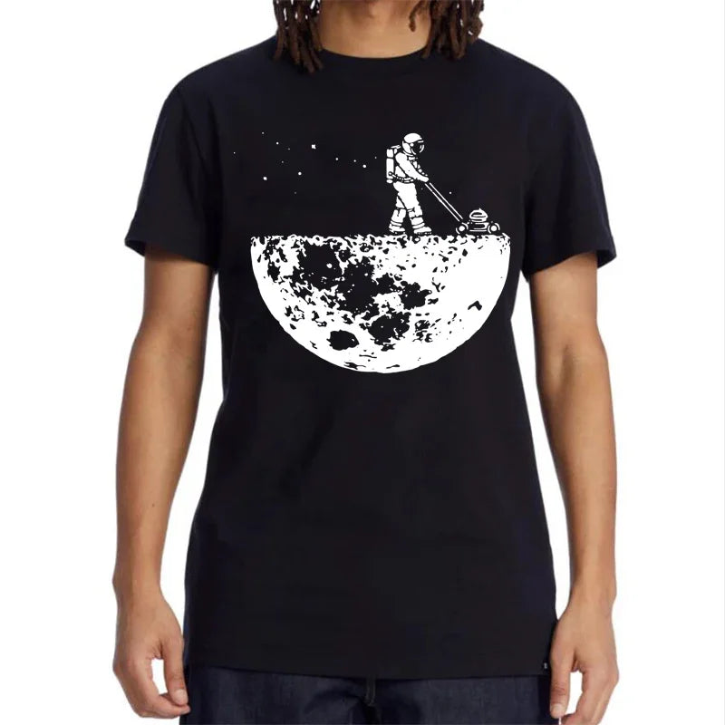 Summer Men T-shirt High Quality Cotton Blend Funny Lunar Cleaner Printing Casual Cool Loose O-neck Male Soft Tshirt Hip Hop Tees