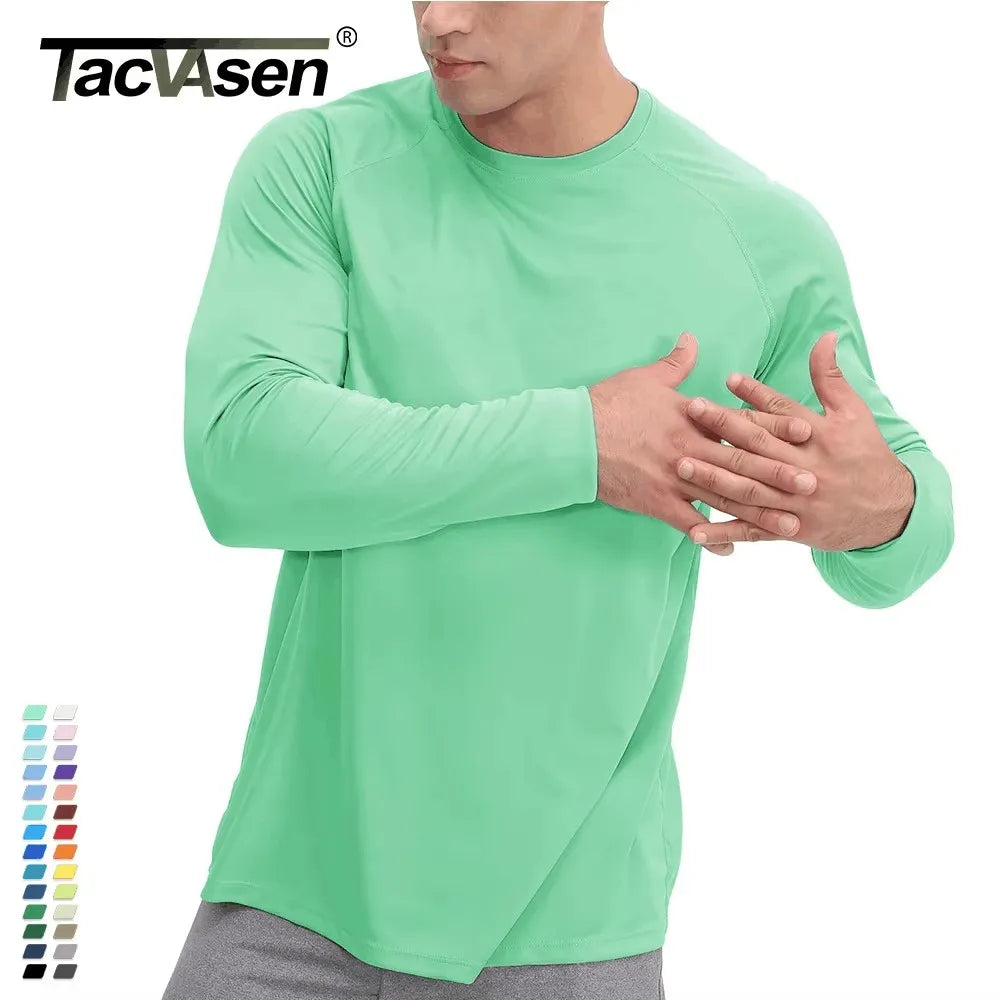 Tacvasen Sun Protection T-Shirts Summer Upf 50+ Mens Long Sleeve Quick Dry Athlectic Sports Hiking Performance T-Shirts Tee Tops