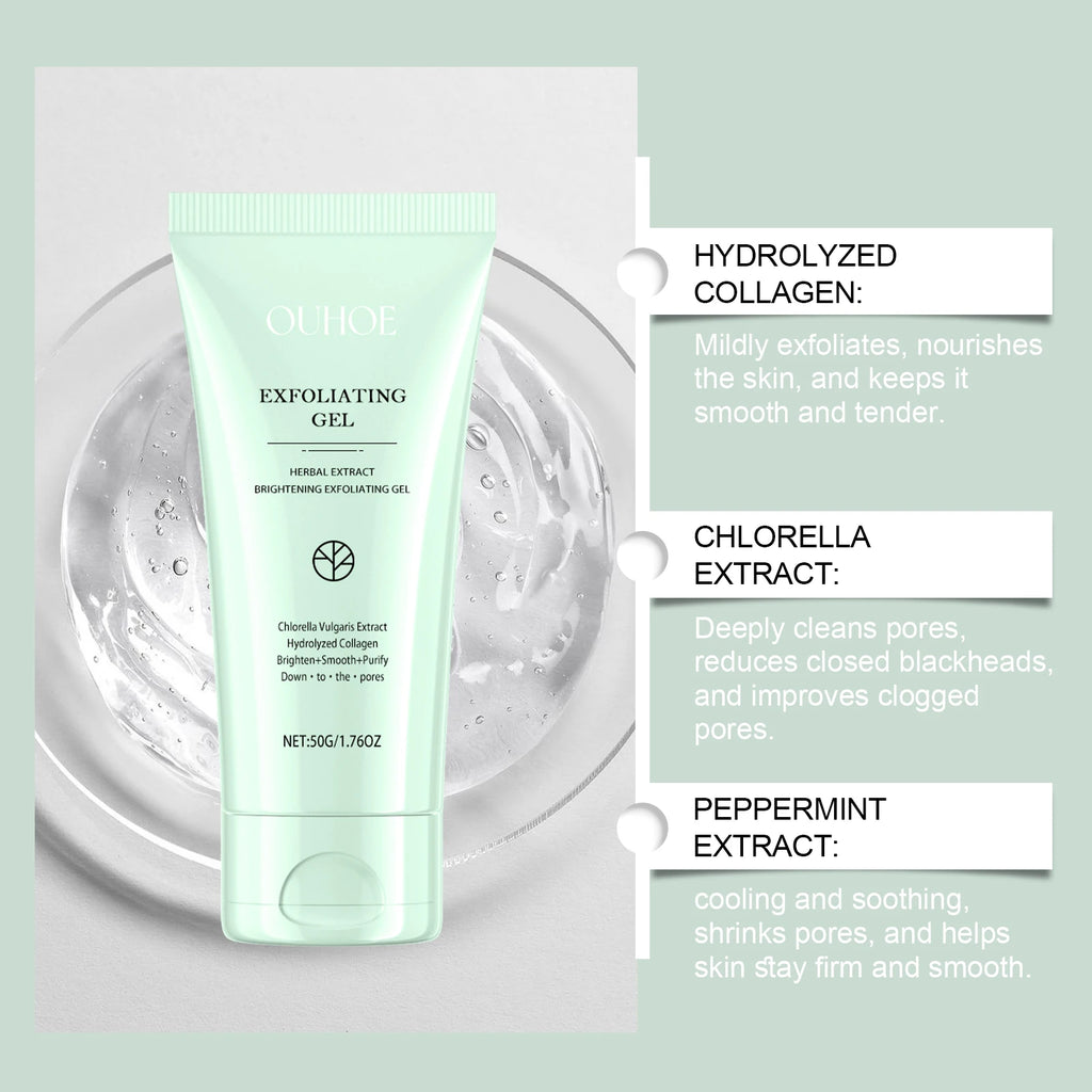 OUHOE Exfoliating Peeling Gel - Deep Cleaning Facial Scrub, 50g