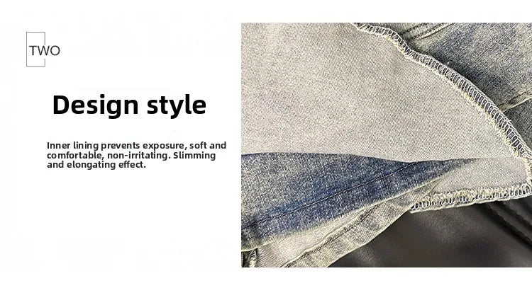 2026 American Pure Desire Spicy Girl Design Elastic Denim Skirt Half-length Pleated Cake Skirt Short Commute High Elasticity