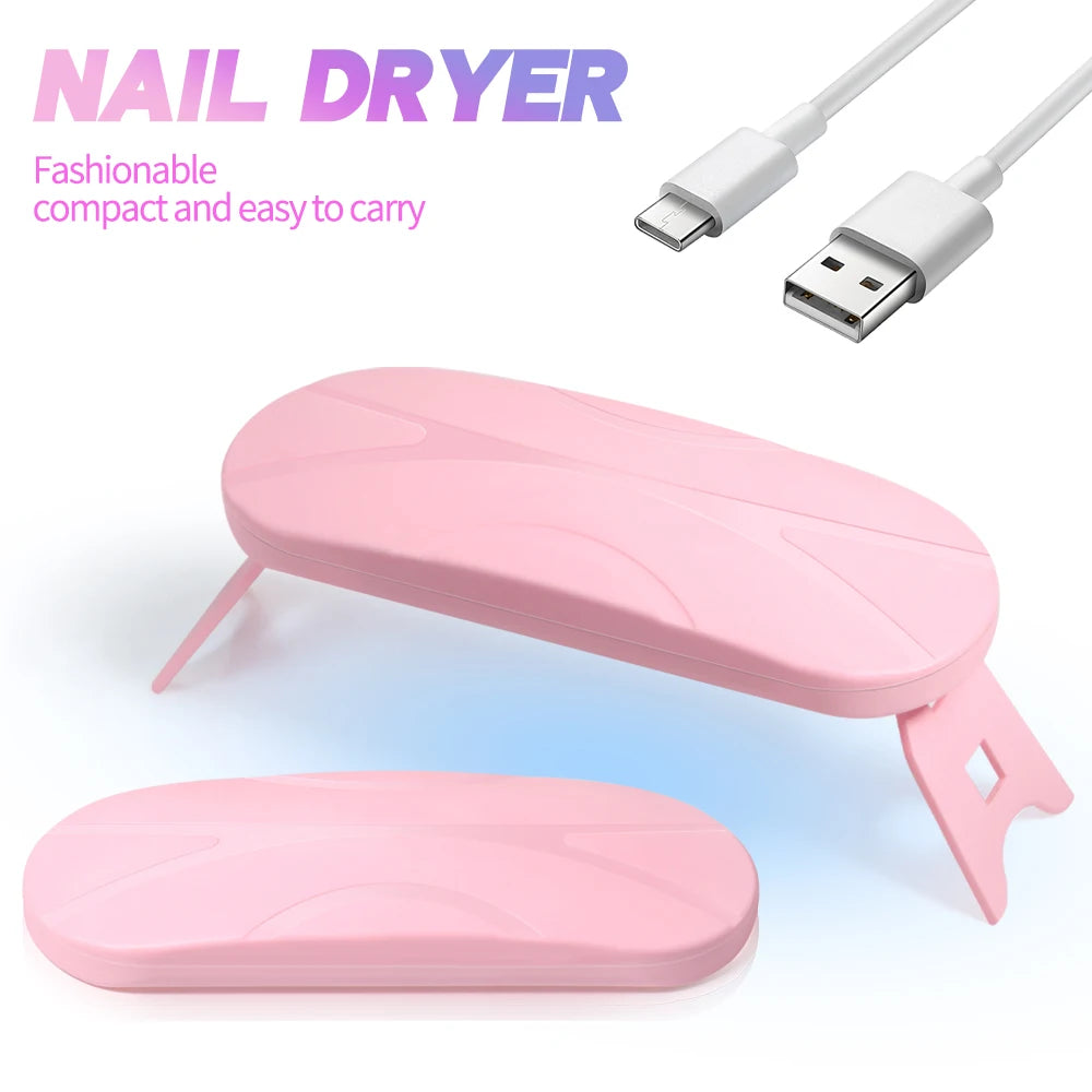 LULAA Foldable Mini UV LED Nail Lamp Portable Gel Light Mouse Shape Pocket Size Nail Dryer for All Gel Polish and Home Salon