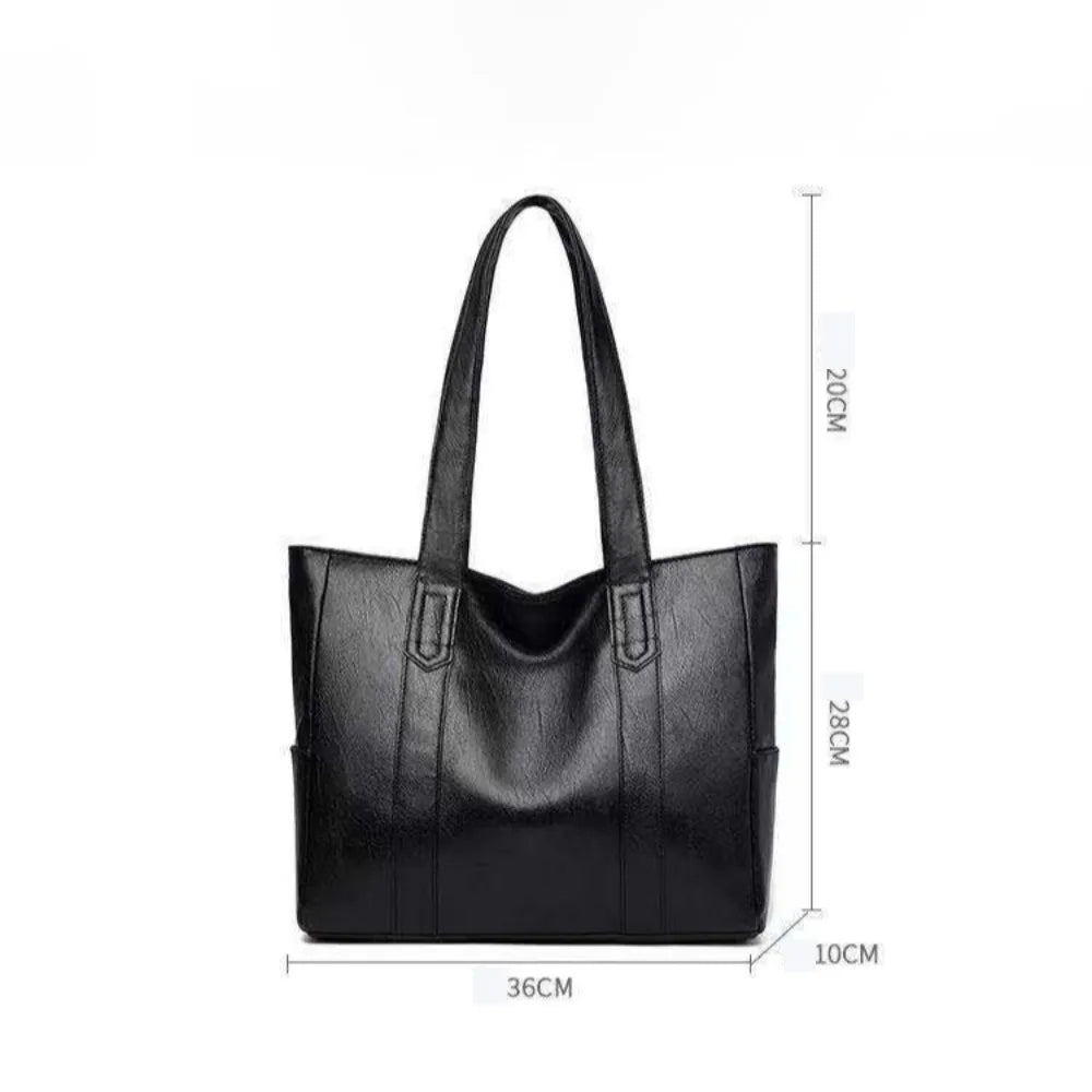 Large Capacity Vintage PU Leather Tote Bag - Casual Square Handbag