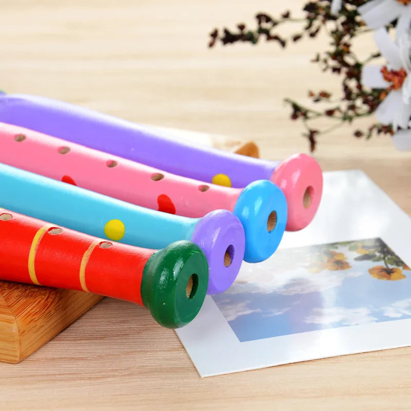 1 Pc Small Wooden Colorful Piccolo Flute for Kids Learning Rhythm Musical Instrument Early Education Music Sound Toys for Kids