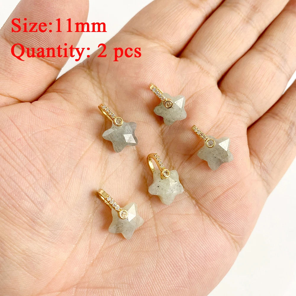 2PCS Natural Labradorite Stone Pendant - Irregular Jewelry Charm