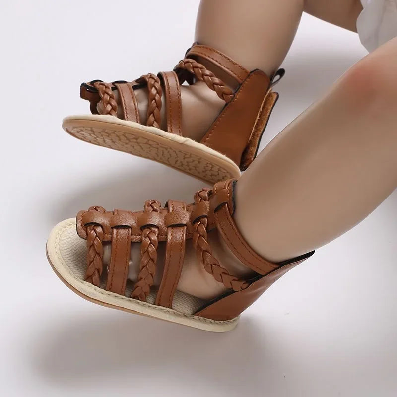 Spring and Summer High-Top Breathable Sandals for Baby Girls 0-12 Months Soft-Soled Toddler Shoes