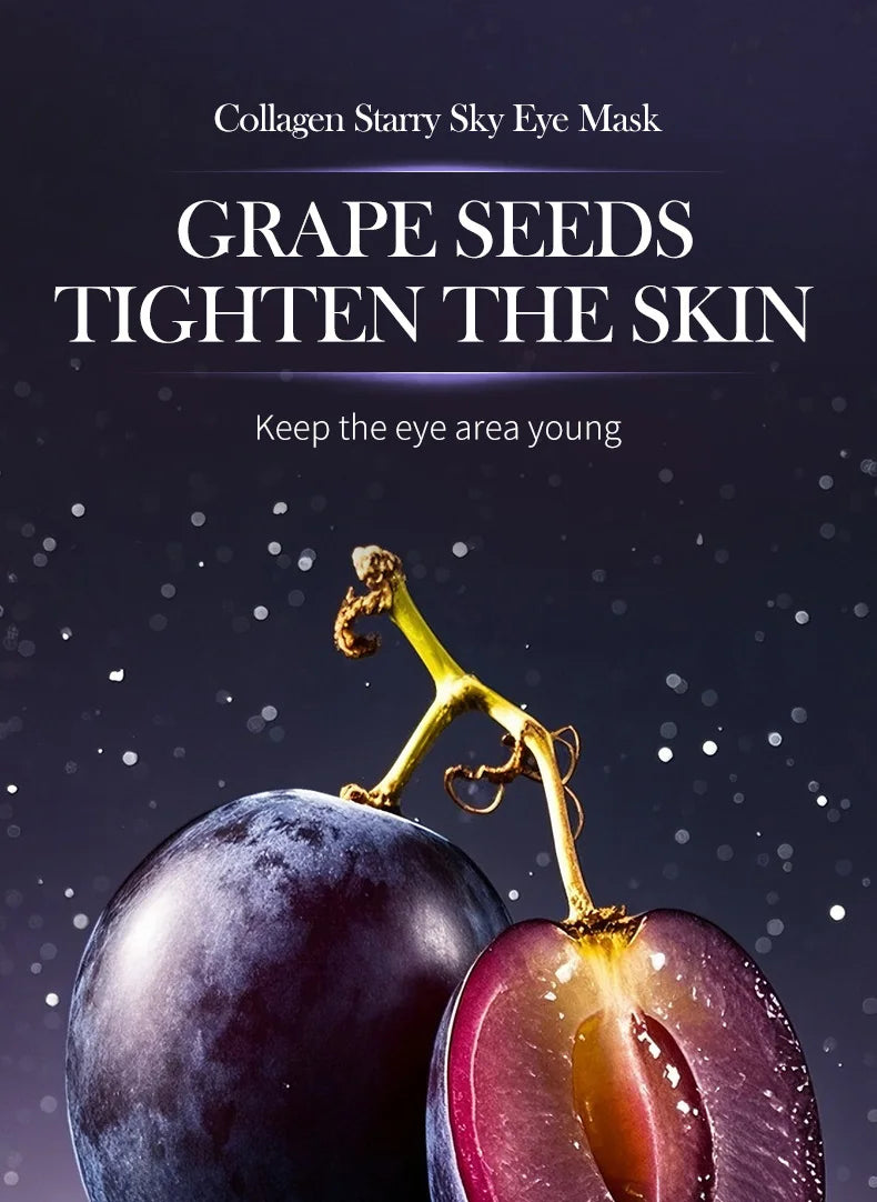 60pcs SADOER Grape Crystal Collagen Eye Mask Anti Dark Circles Under The Eyes Moisturizing Anti-Wrinkles Anti-Aging Eye Patches