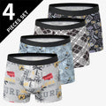 4/5Pcs European And American Size Men'S Printed Fashion Boyshort Comfortable Men'S Waist Plus Size Underwear Sexy Swimming Trunk