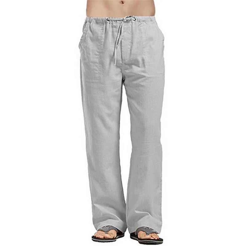 Spring Linen Wide Men Pants Korean Trousers Oversize Cotton Streetwear Male New Yoga Pants Casual Men Clothing Sweatpants