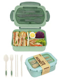 1pc Lunch Box with Two Compartments, Built-in Cutlery Set, Reusable and Microwave Heated (with Lid Removed), Suitable for Kitche
