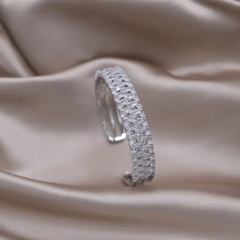 French New Design Zircon Letter X Two Color Plated Opening Bracelet For Elegant Women Daily Wear