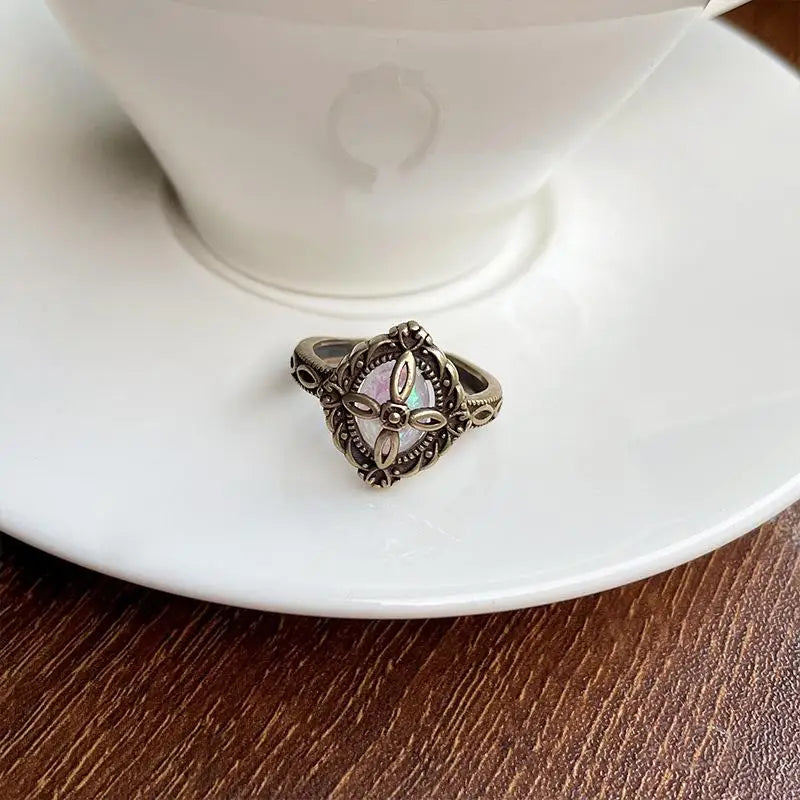 Bohemian Ethnic Style Metal Zircon Opening Adjustable Rings for Women Vintage Personality Rings Party Jewelry Accessories Gifts