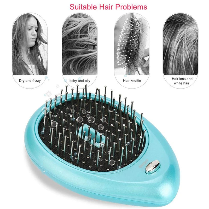 New Product Electric Sonic Vibration Magnetic Massage Comb Ion Anti-static Mini Hair Straightening Comb