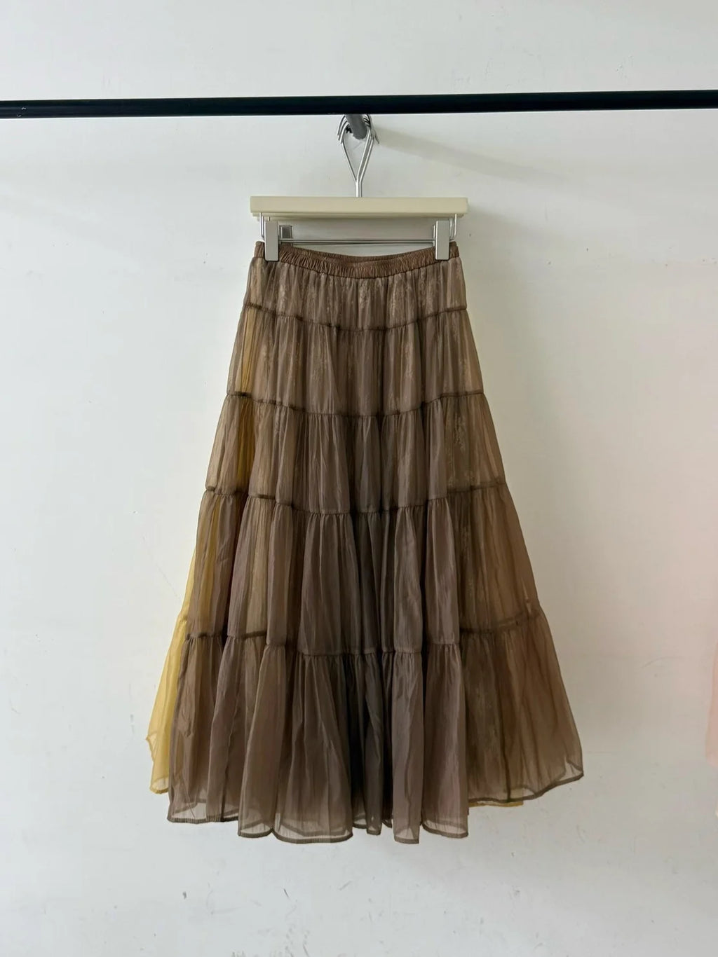 Summer New Style Women's Midi Skirt Cake Skirt Loose Fit High Waist Polyester Fiber Splice Sweet  Color Maxi Half-length