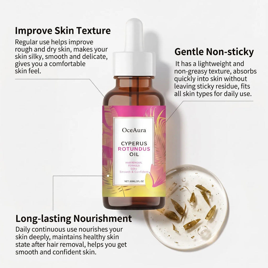 Cyperus Rotundus Hair Removal Care Oil Soothe Nourish Hair Reduction Deep Moisturizing After Shave Smooth Skin Non Greasy 60ml