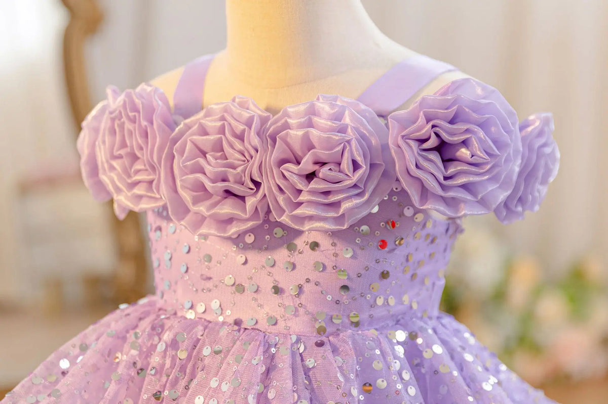 HETISO Flower Girls Sequins Birthday Wedding Party Ball Gowns Kids Child Formal Pageant Holiday Dresses 1-6 Years