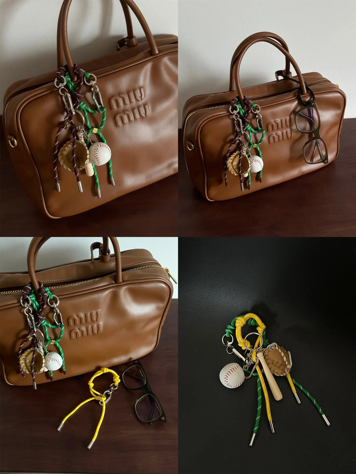 Colorful Miu System Baseball Car Keychain Bag Pendant Mobile Phone Hanging Nylon Rope Weaving Bag Hanging Accessories For Handba