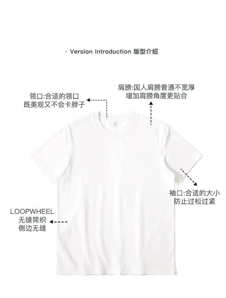 Men's and Women's T-shirts 300G Heavy Gray-purple Round Neck Short-sleeved T-shirts Women's Basic Pure Cotton Simple