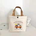 Bear Shape Canvas Tote Bag For Women Cute Mini Handheld Lunch Bag Student School Bag Gift Bag