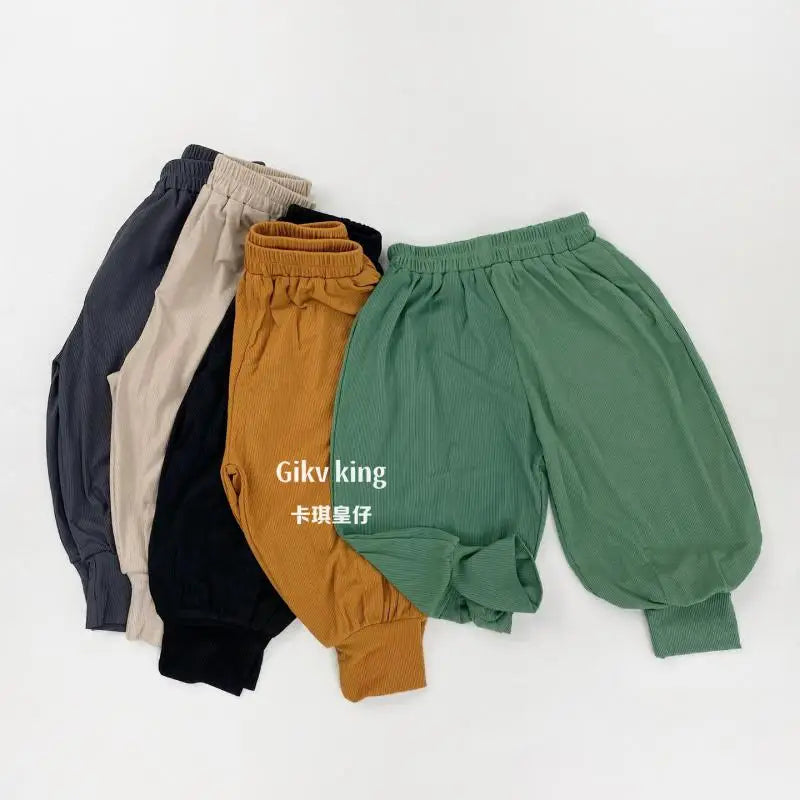 2026 Summer New Children Casual Pants Solid Toddler Girls Thin Lantern Trousers Boys Mosquito Proof Pants Cotton Kids Clothes