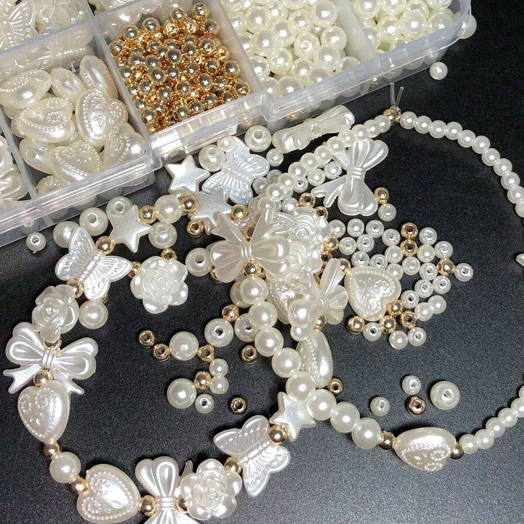 800Pcs White Mixed Acrylic Pearl Polished Loose Beads Set Elegant For Diy Jewelry Decors Handmade Craft Jewelry Making